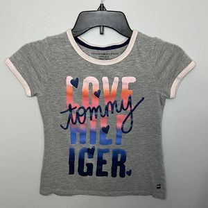 Tommy Hilfiger Love Short Sleeve Youth Girls Sparkle T-Shirt Size Medium 8-10 VG